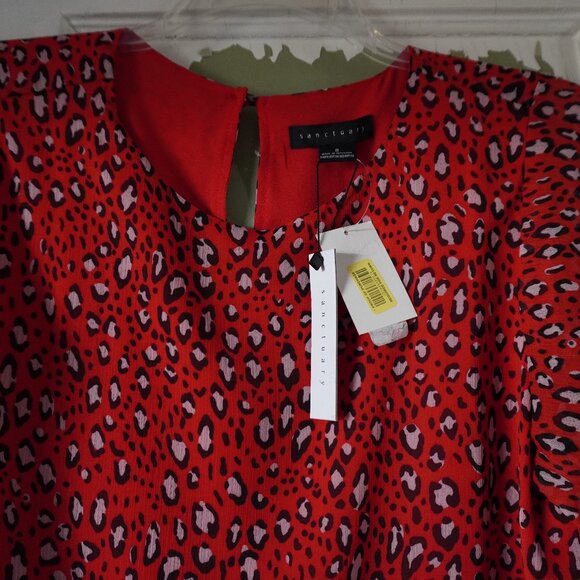NWT Sanctuary Red Leopard Print Blouse - Picture 7 of 12